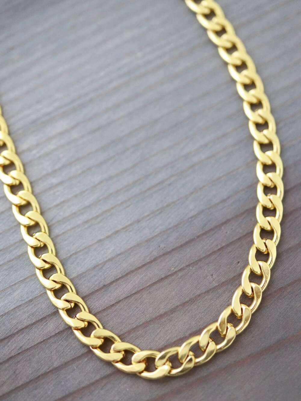 6mm 26inches Curb Cuban Chain Necklace 18k Gold Plated Stainless Steel